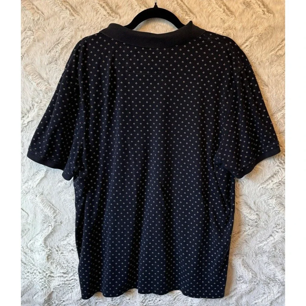Banana Republic Polo Shirt Men's XXL Blue‎ Dotted 100% Cotton Luxury Touch Soft